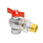 VALVOLA SFERA A SQUADRA P/COLLETTORI CON BOCCHETTONE MF 1" MAN/ROSSA
